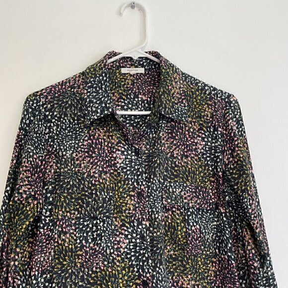 PLEIONE ANTHROPOLOGIE ANTHRO Black Multi Floral Long Sleeve Button Down Blouse S - Picture 5 of 13